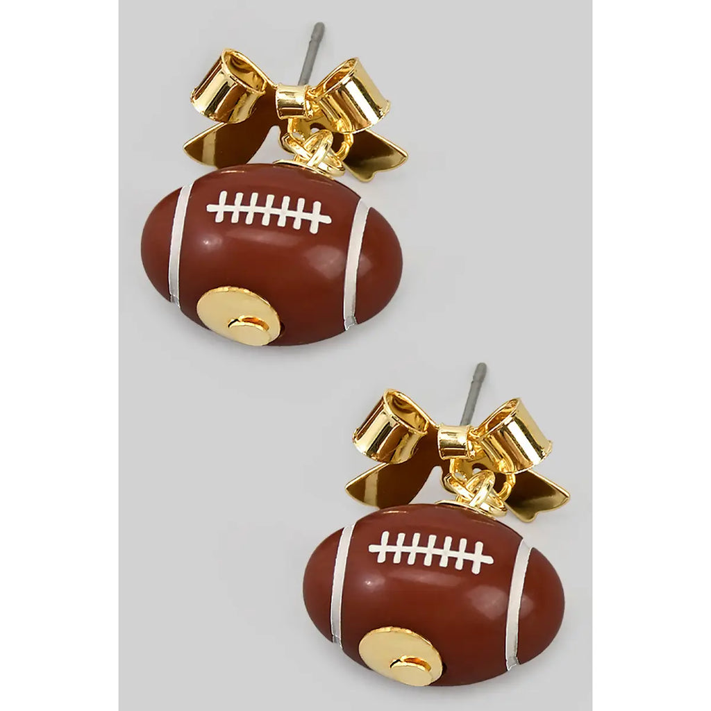 Football Bow Drop Earrings