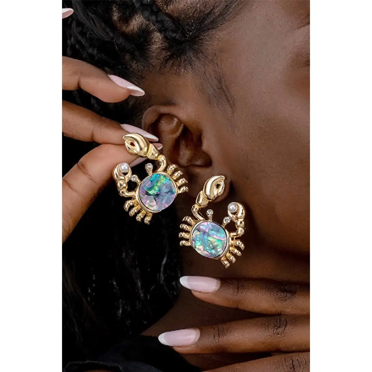 Abalone Shell Crab Drop Earrings