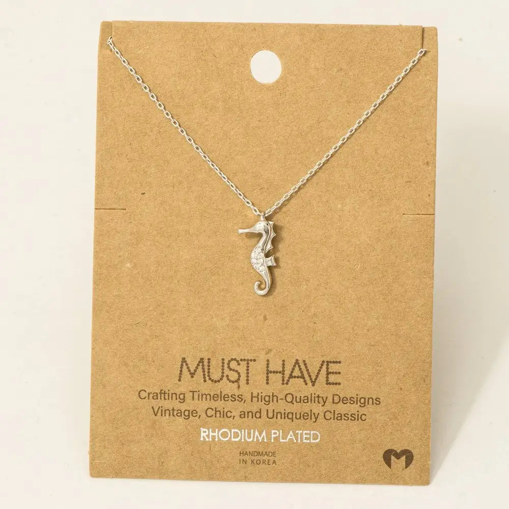 CZ Seahorse Pendant Necklace