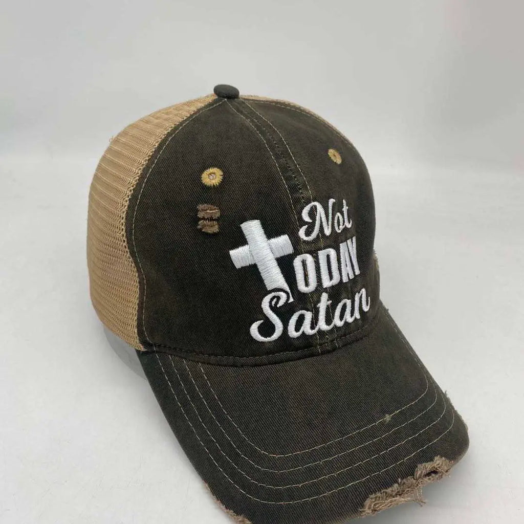 Not Today Satan Distressed Trucker Hat