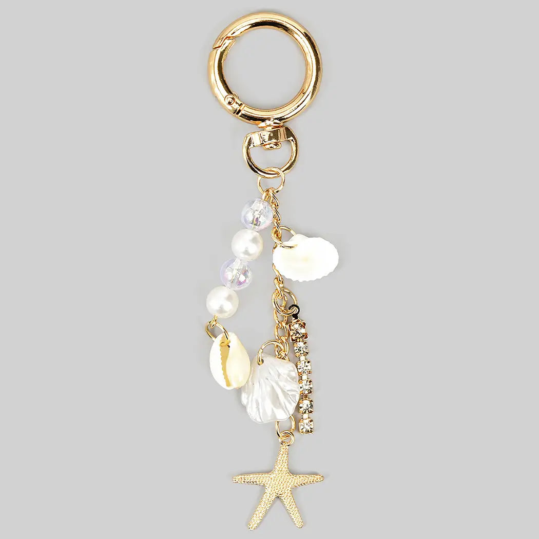 Coastal Pearl Starfish Charm Keychain