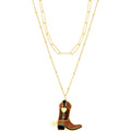 Western Boot Layered Chain Necklace