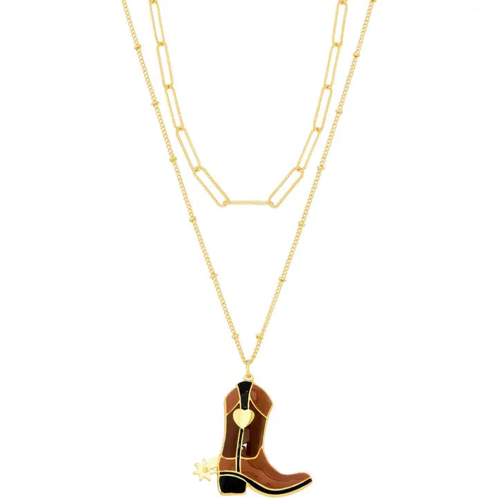 Western Boot Layered Chain Necklace