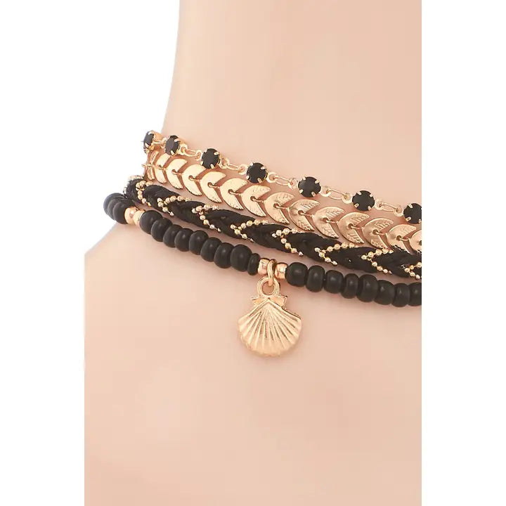 Coastal Shell Layered Anklet Bracelet