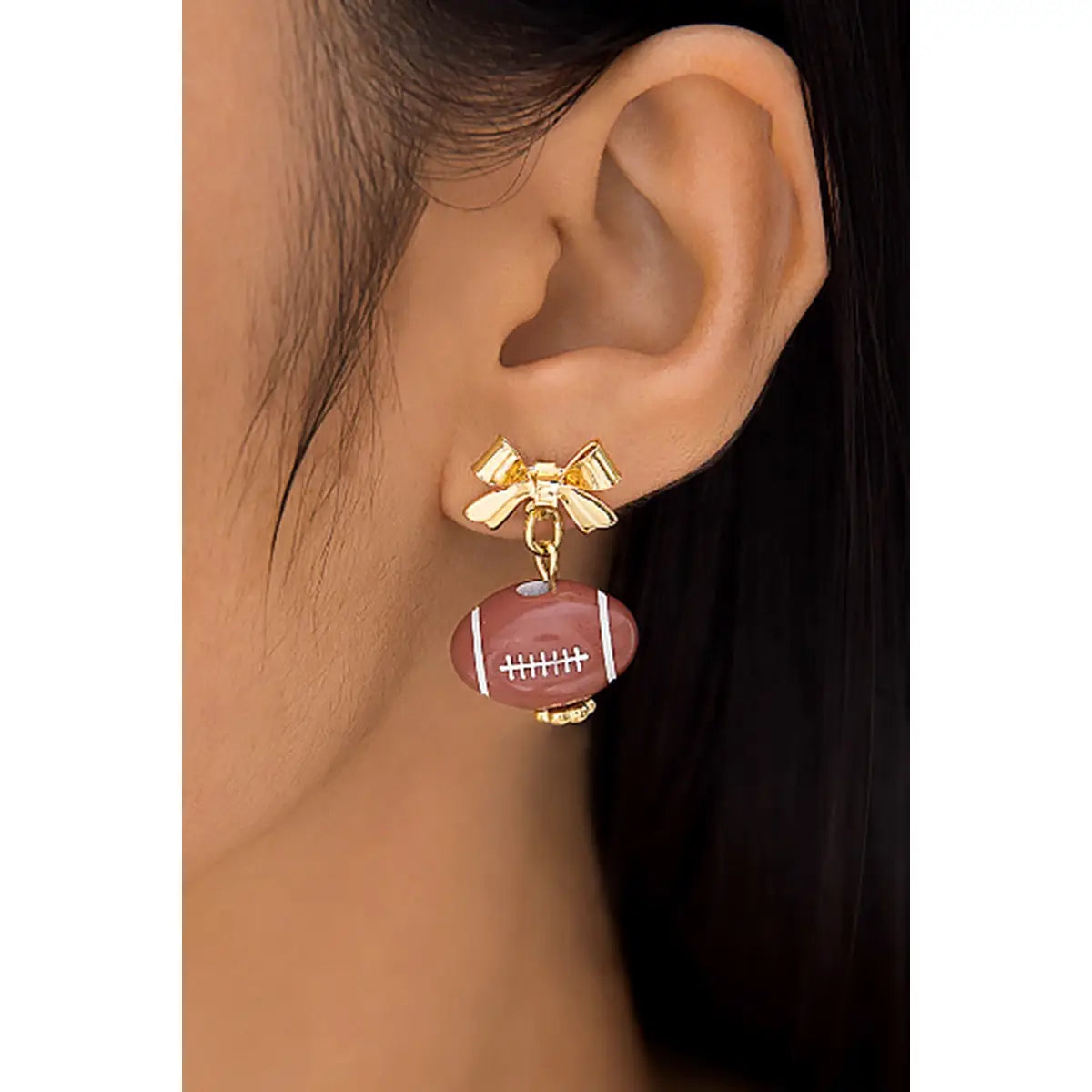 Football Bow Drop Earrings