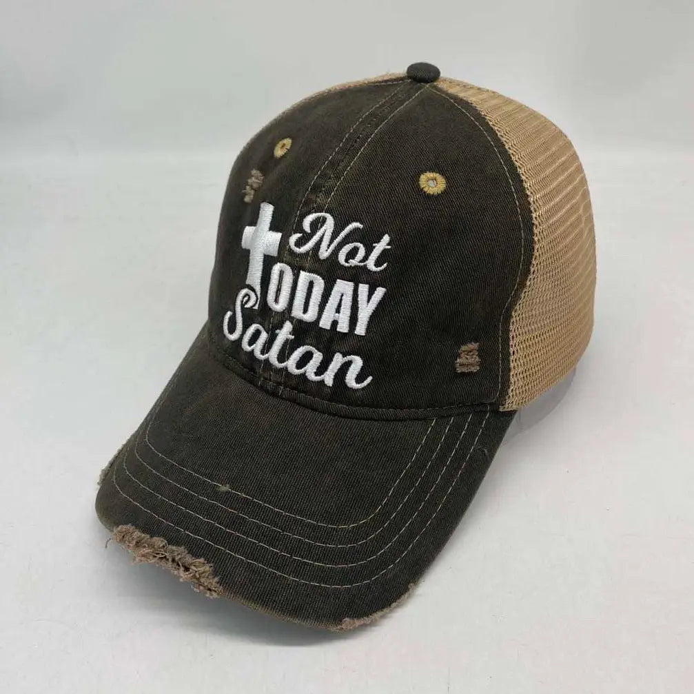 Not Today Satan Distressed Trucker Hat