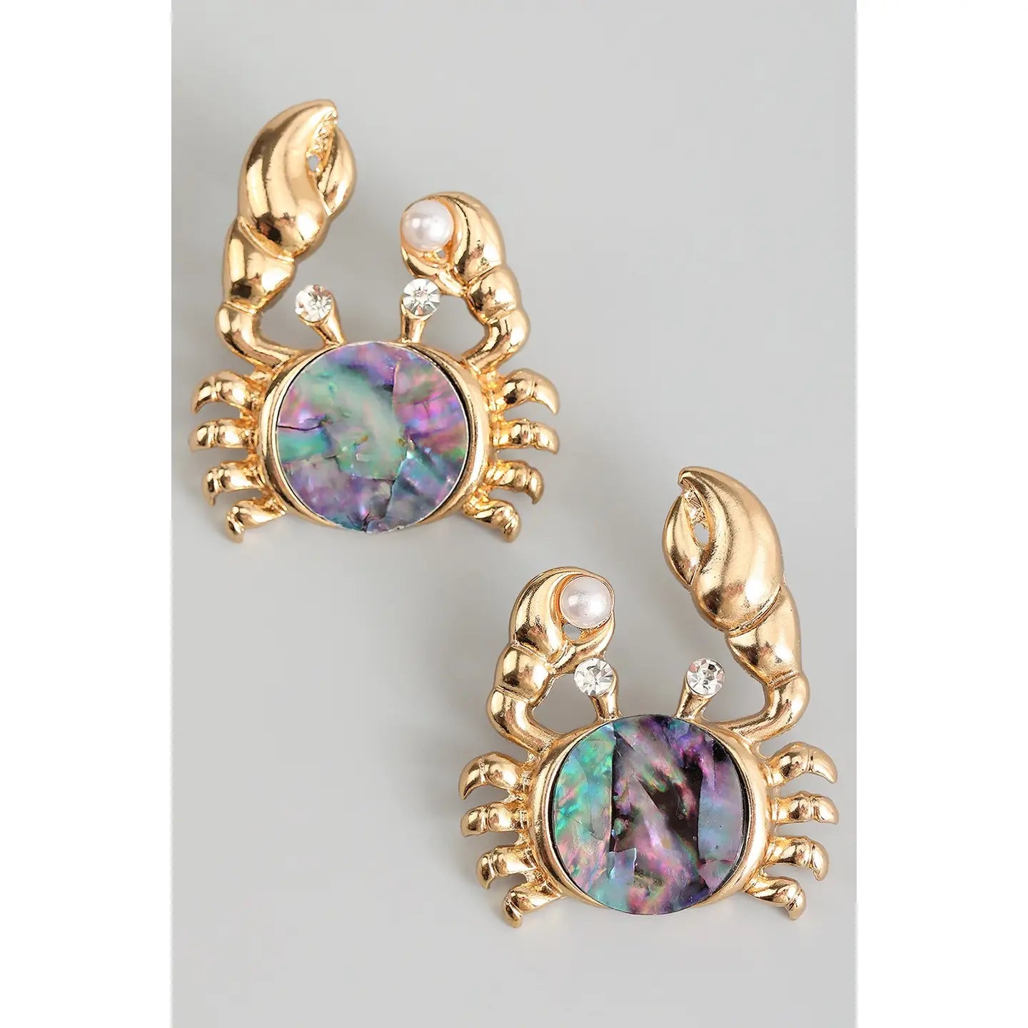 Abalone Shell Crab Drop Earrings